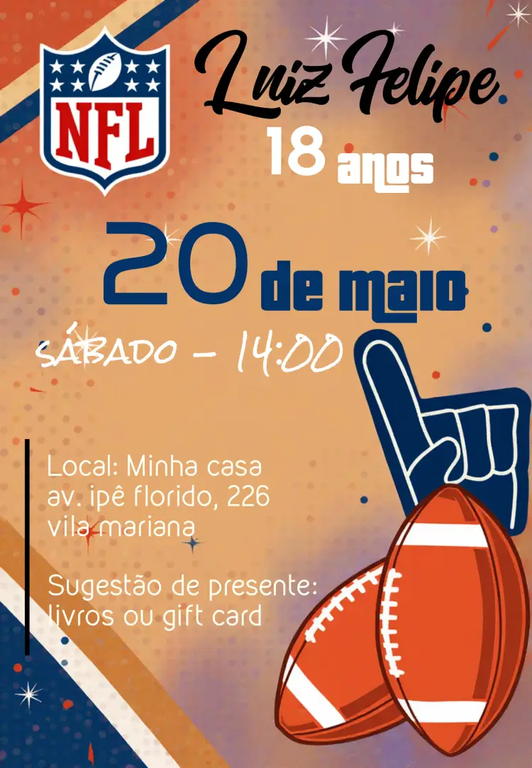 Convite Nfl Americano