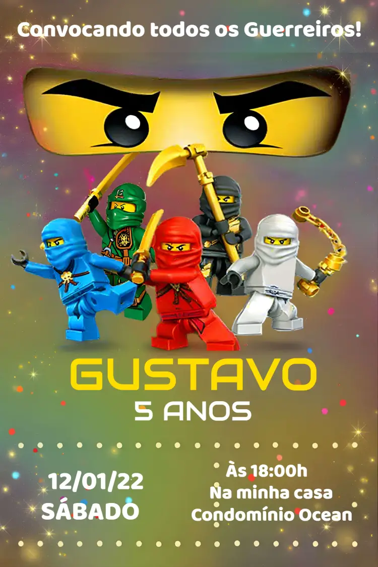 Convite Ninjago Preto