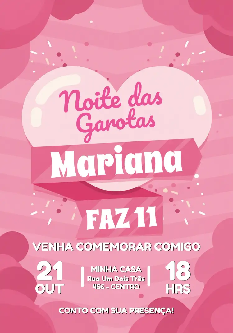 Convite Noite Das Garotas Girlsnight