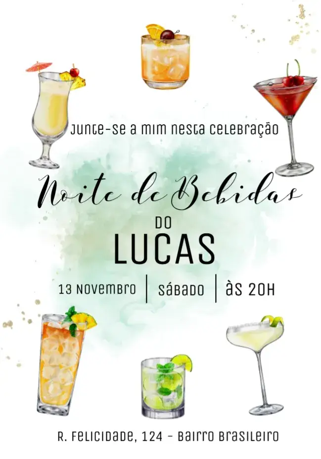 Convite Noite Do Coquetel Drinks