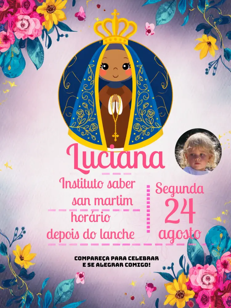 Convite Nossa Senhora Com Foto Rosa