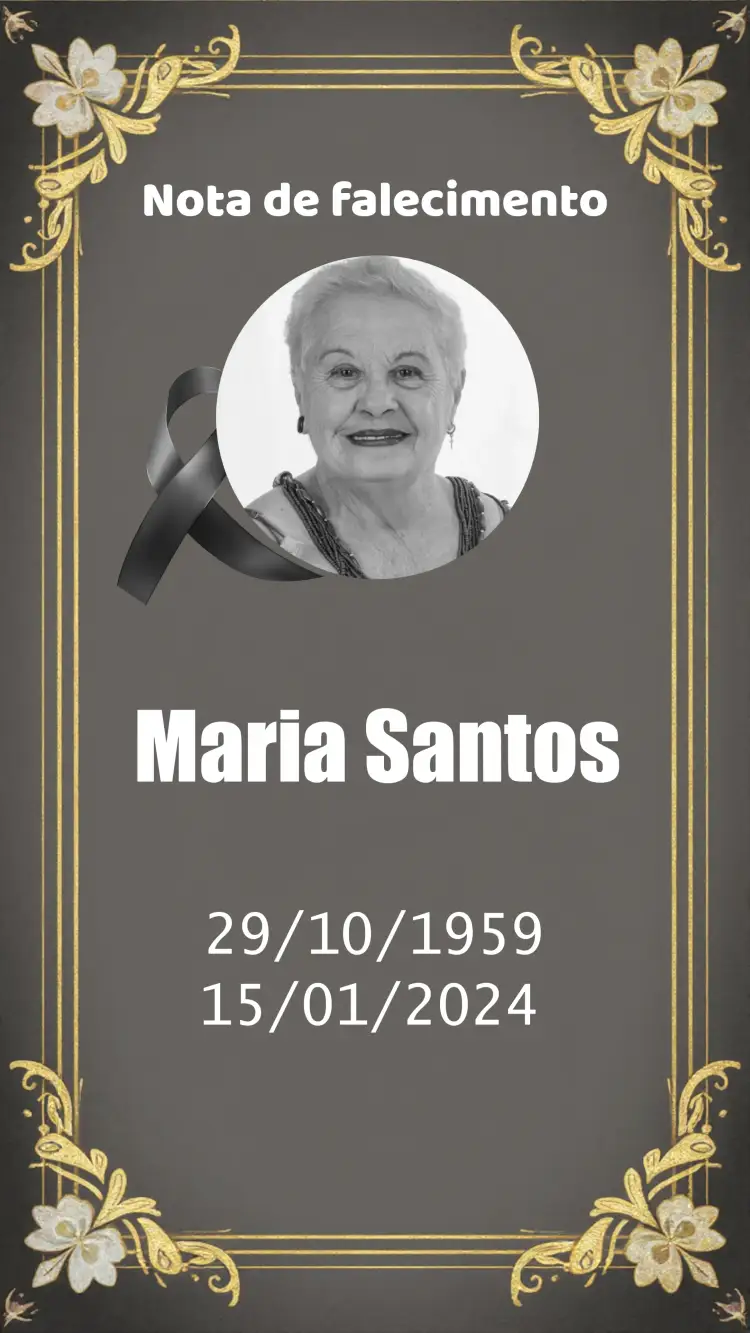 Convite Nota De Falecimento Com Foto Preto – tema Mais pesquisados sóbrio, minimalista, elegante, clássico, moderno, preto e branco