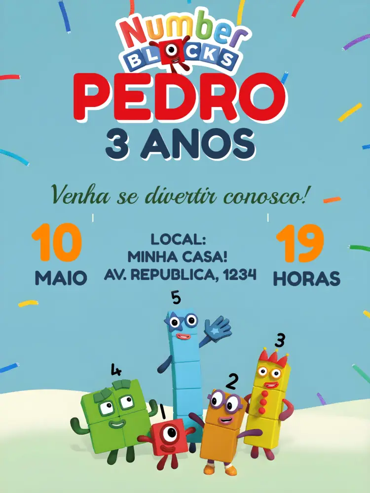 Convite Numberblocks Laranja