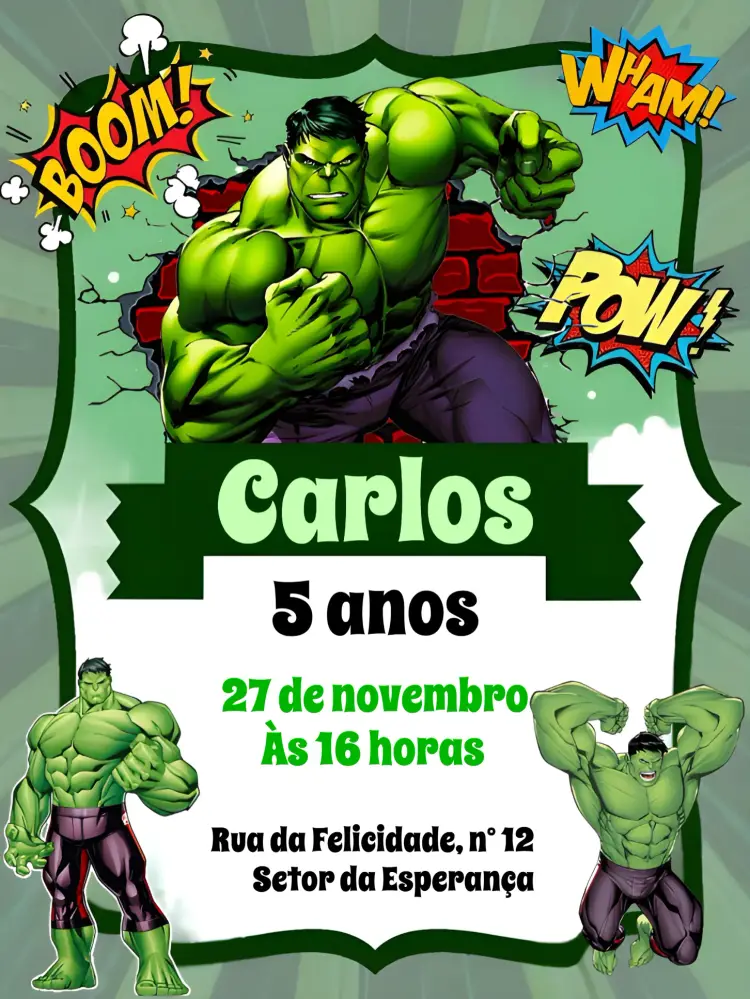 Convite O Incrível Hulk Faixa