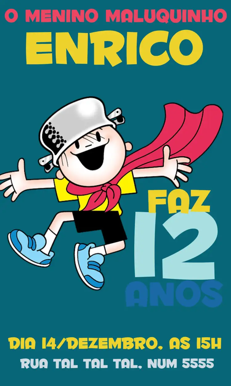 Convite O Menino Maluquinho Colorido – tema Mais pesquisados colorido, lúdico, divertido, infantil, ilustrações, vibrante