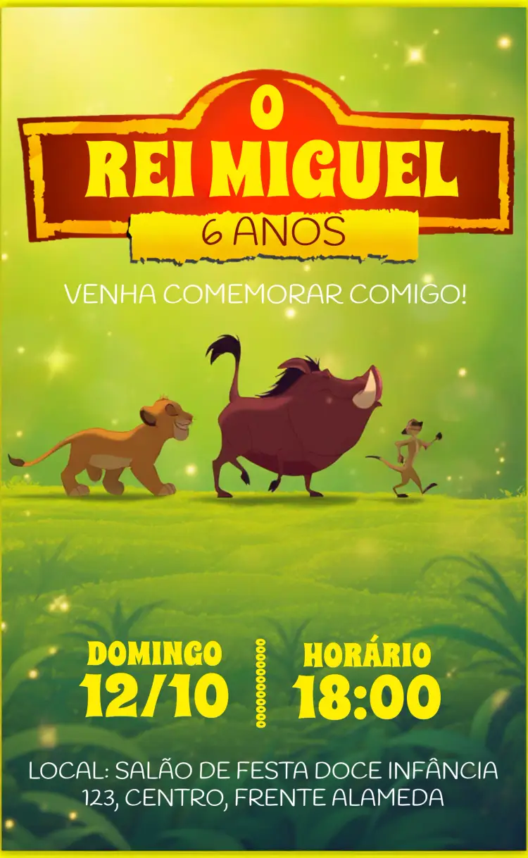 Convite O Rei Leão Amarelo