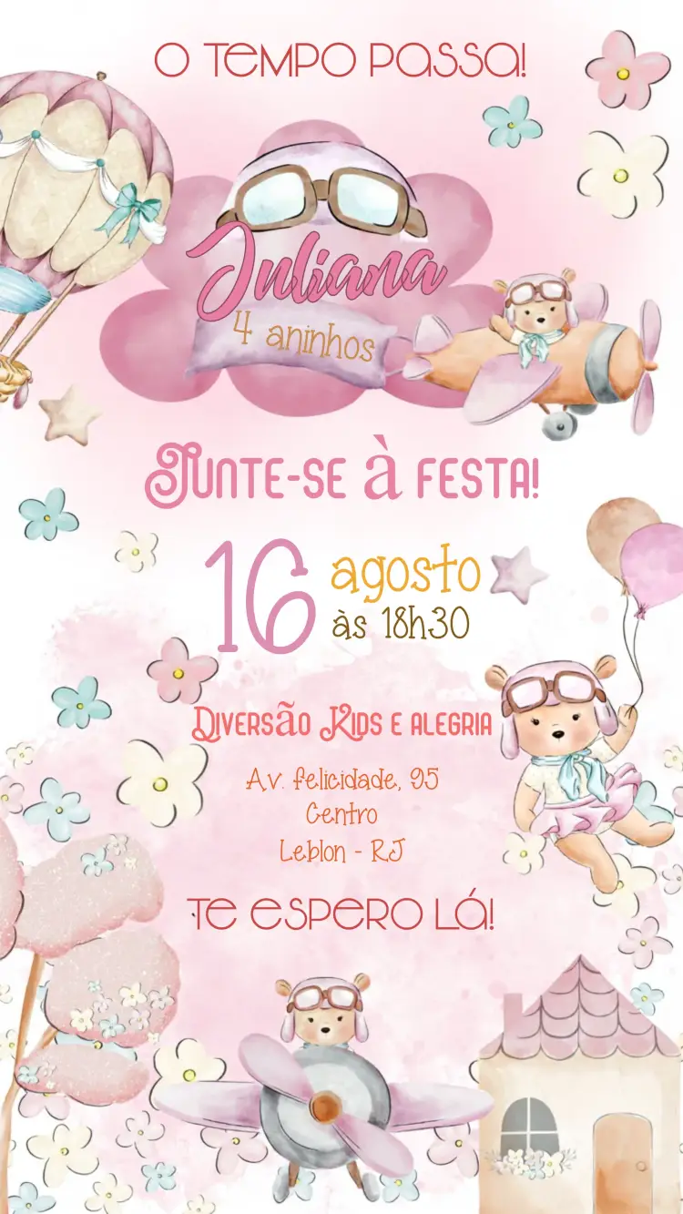 Convite O Tempo Voa Rosa