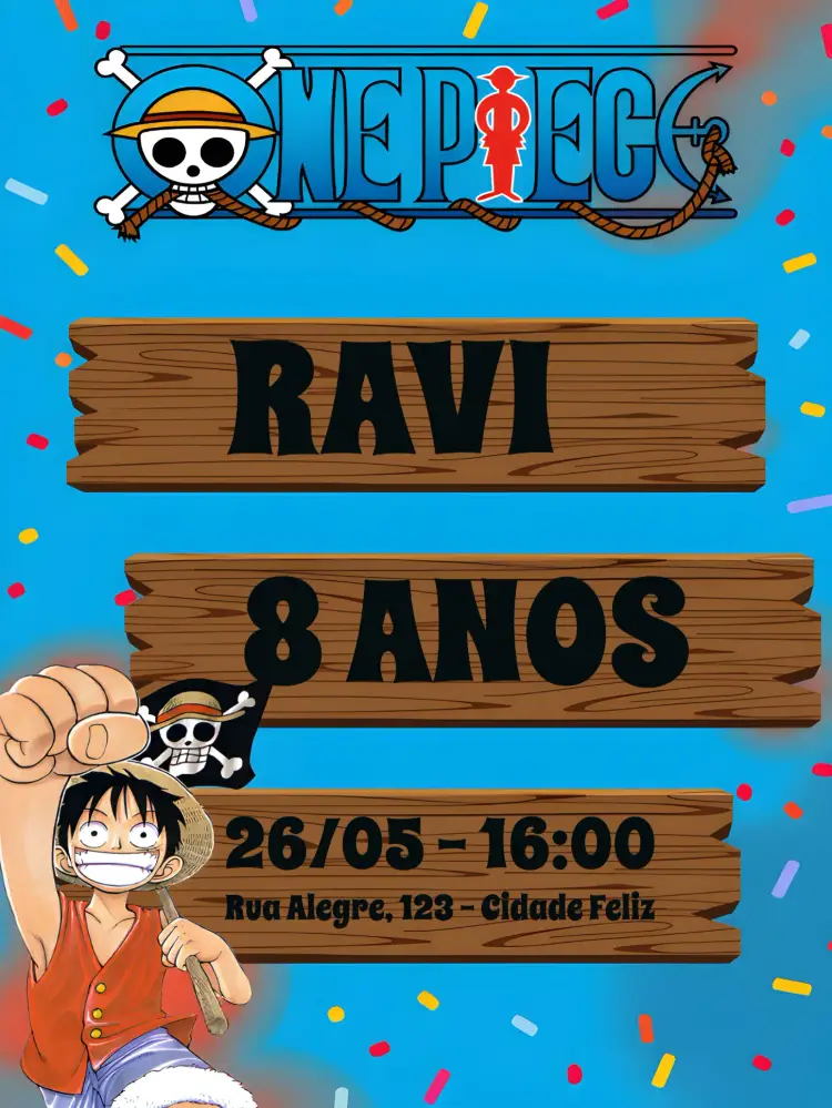 Convite One Piece Azul