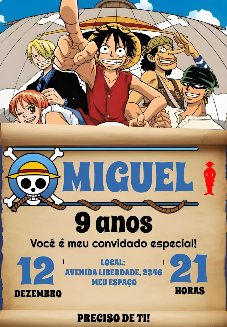 Convite One Piece Branco
