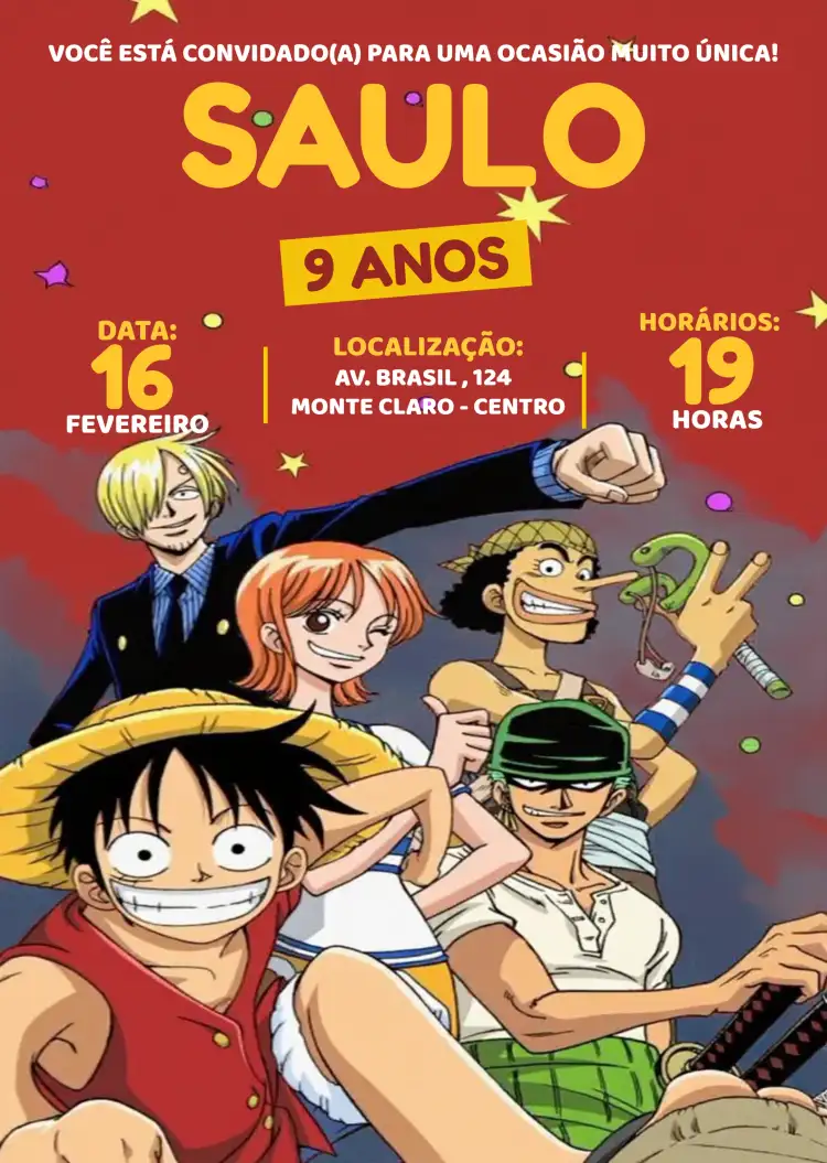 One Piece Colorido Luffy Infantil
