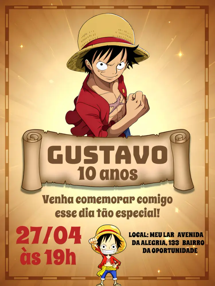 Convite One Piece D