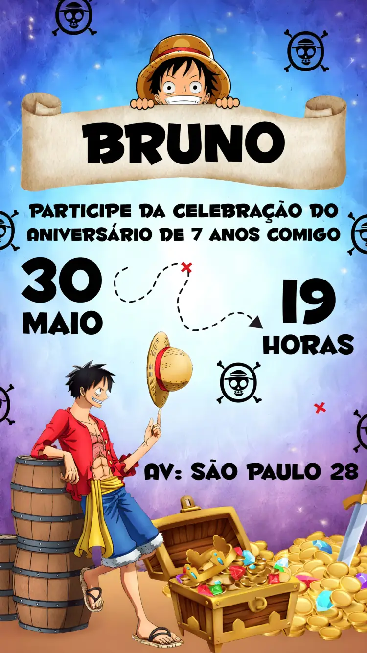 Convite One Piece Luffy