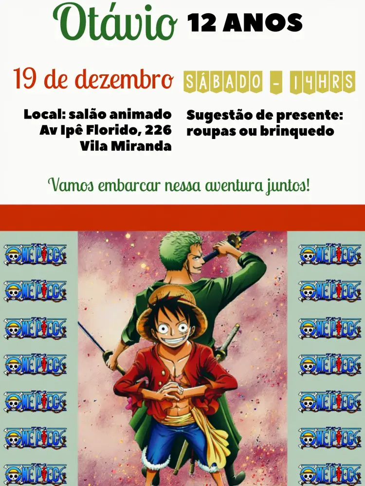 Convite One Piece Usopp