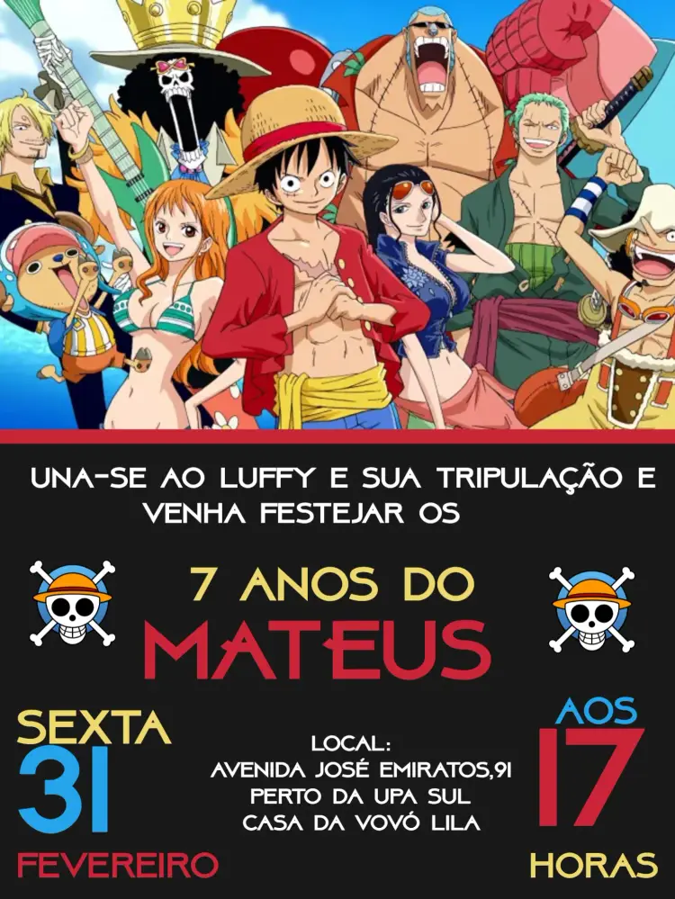 Convite One Piece Whatsapp