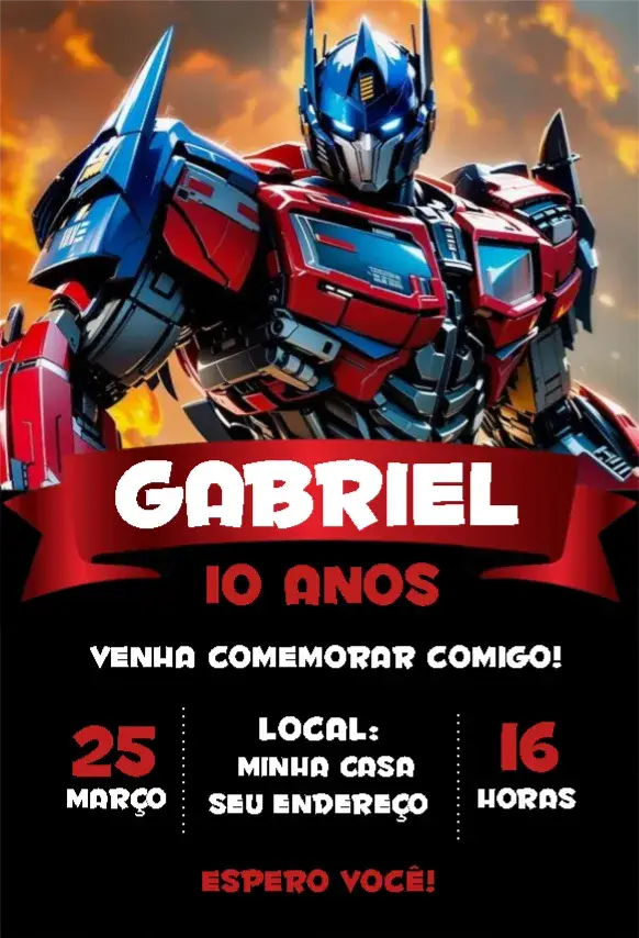 Convite Optimus Prime 1