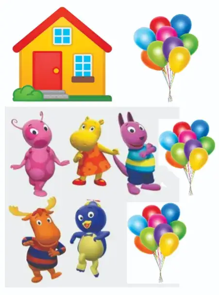 Invitation The Backyardigans – Cake topper theme colorful, fun, childish, playful, thematic