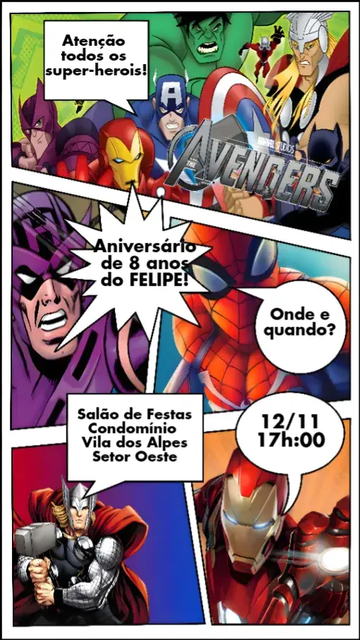 Convite Os Vingadores