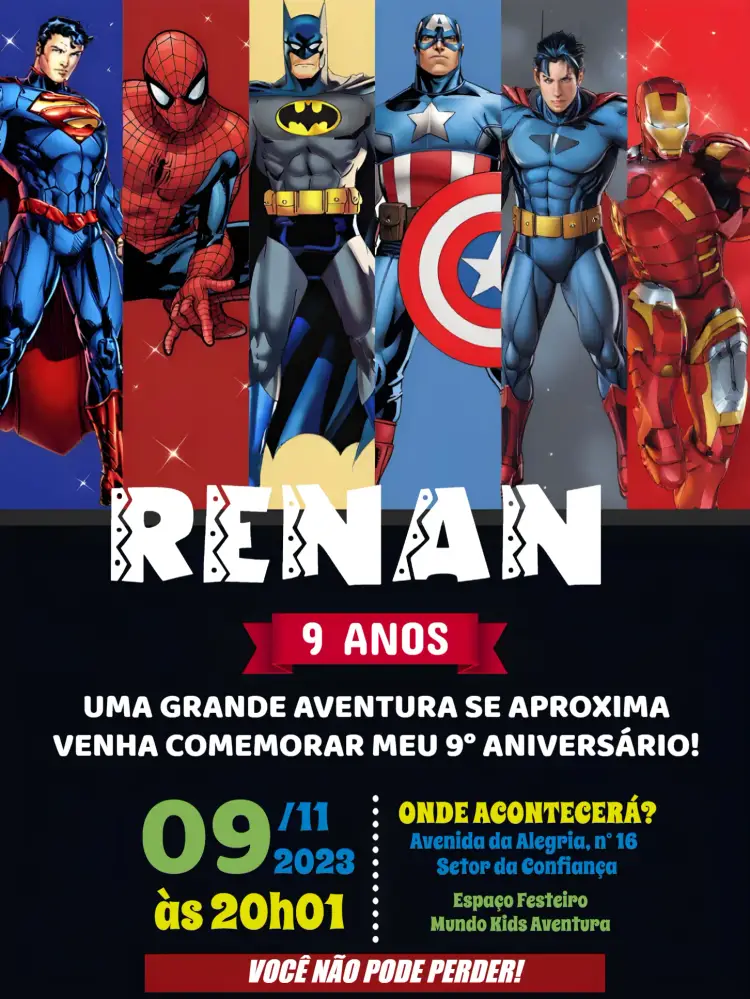 Convite Os Vingadores Cidade