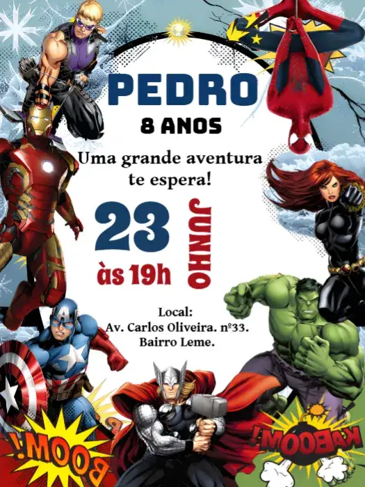 Aniversário Vingadores - Super Heróis