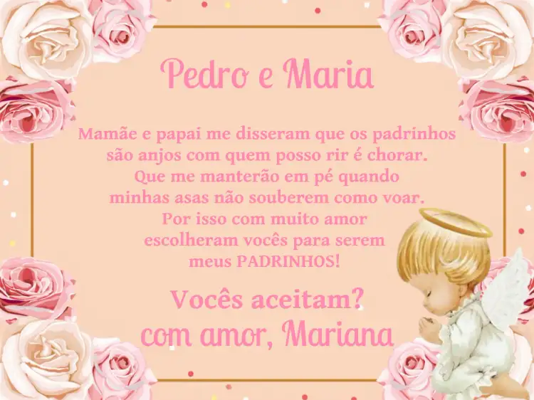 Padrinhos De Batismo Anjinha Batizado
