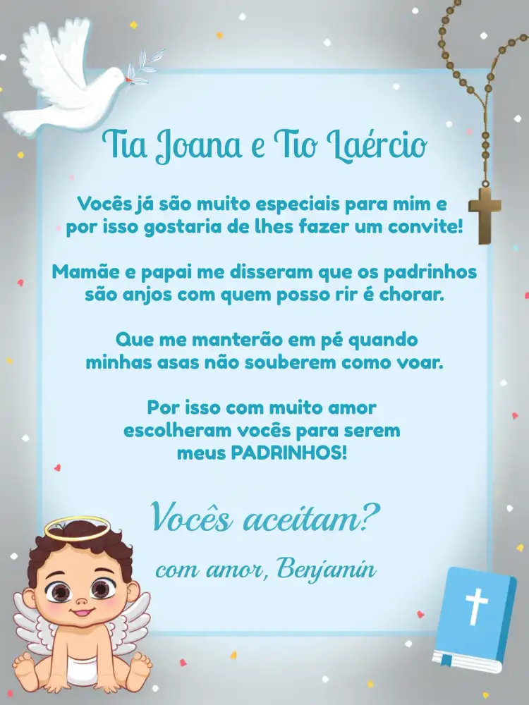 Padrinhos De Batismo Anjinho Baby Ramos