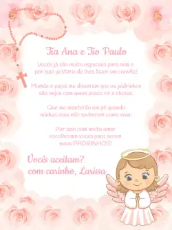 Convite digital Padrinhos De Batismo rosa