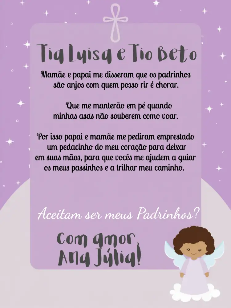 Convite Padrinhos De Batismo Colorido – tema Batizado colorido, religioso, infantil, moderno, alegre