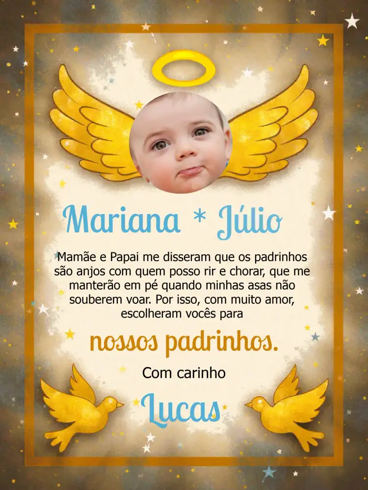 Padrinhos De Batismo Com Foto Anjinho