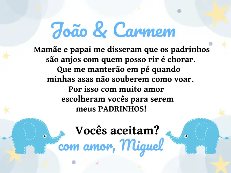 Padrinhos De Batismo Elefantinho Menino