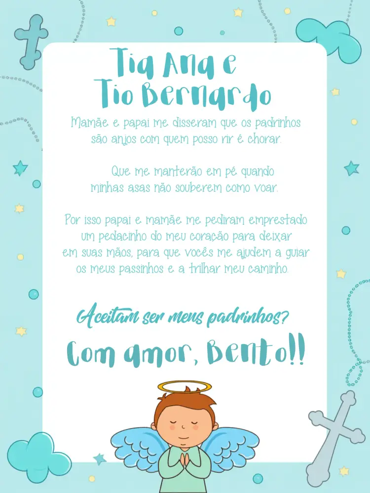 Convite Padrinhos De Batismo Igreja