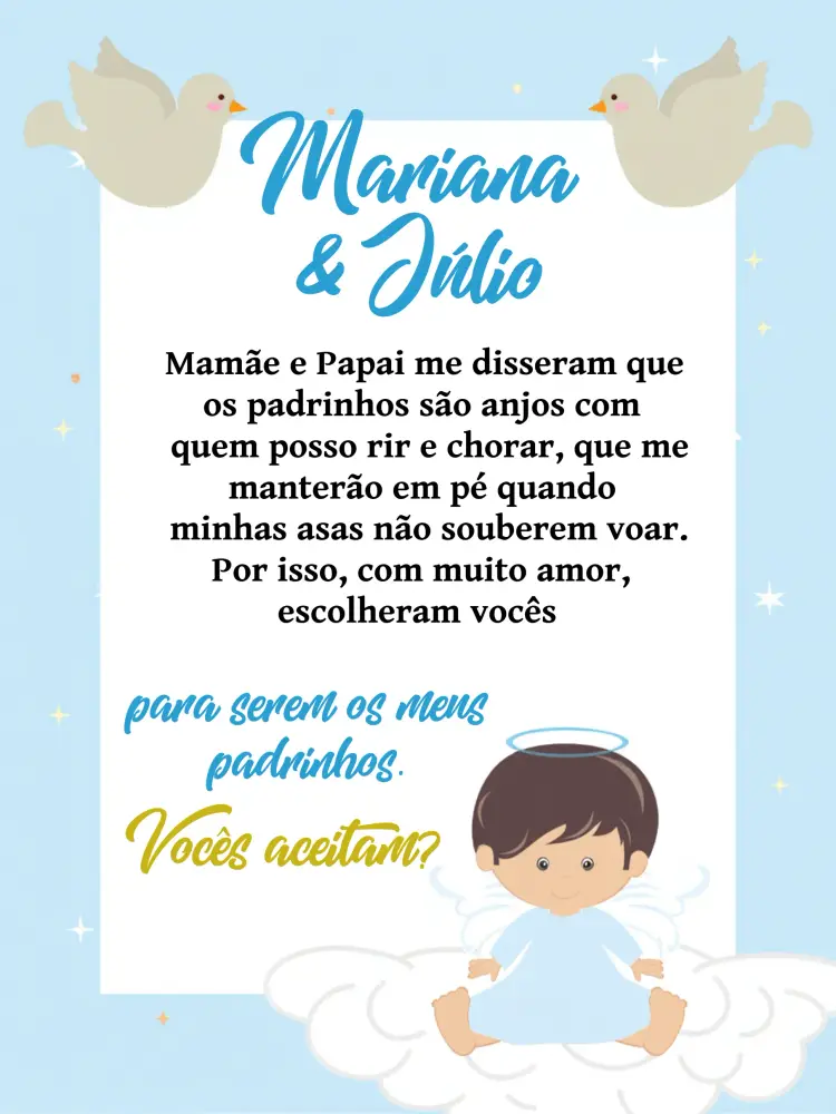 Convite Padrinhos De Batismo Religião