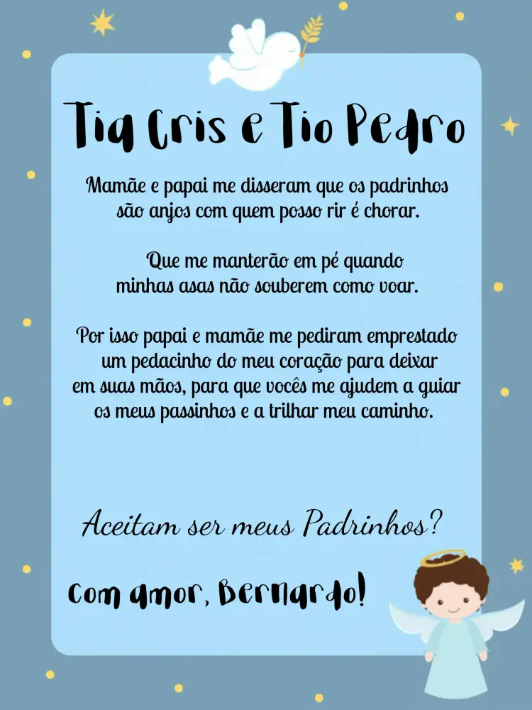 Convite Padrinhos De Batismo Rosa