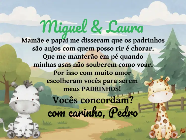Padrinhos De Batismo Safari Branco