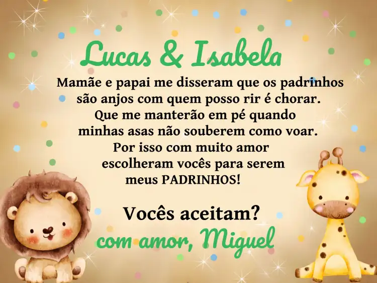 Padrinhos De Batismo Safari Girafa