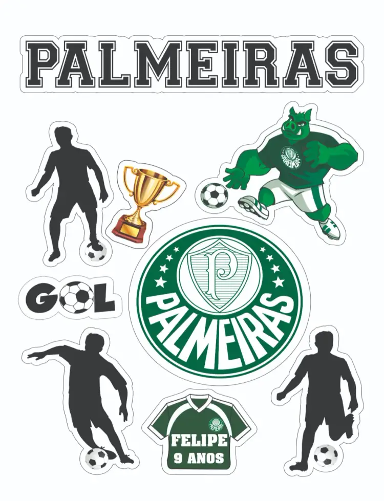 Convite Palmeiras – tema Topo de bolo verde e branco, futebol, moderno, vibrante, esportivo, divertido