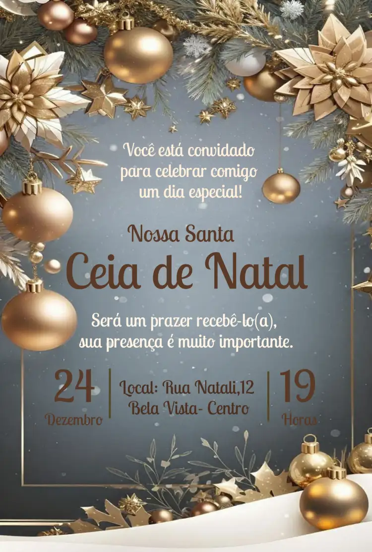Convite Para Ceia De Natal Papai – tema Datas Comemorativas festivo, colorido, temática natalina, alegre, divertido, clássico