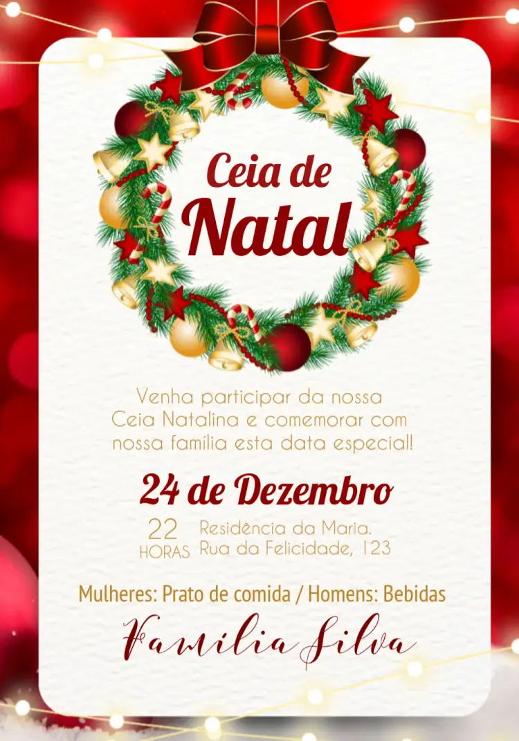 Convite Para Ceia De Natal Verde