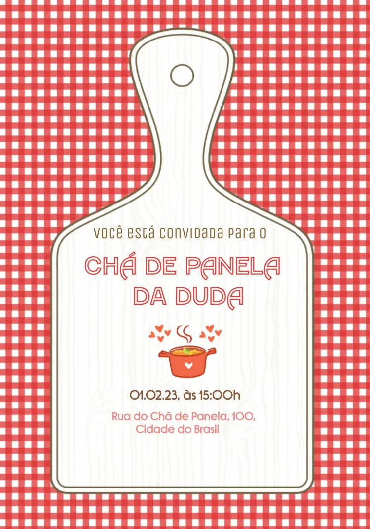 Convite Para Chá De Panela Tábua editável e personalizável