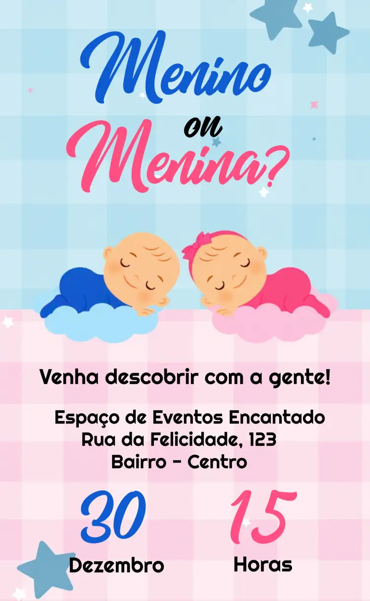 Convite Para Chá Revelação Girl