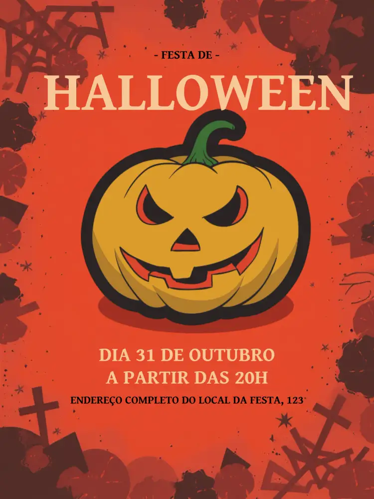 Convite Para Festa De Halloween Dia – tema Datas Comemorativas laranja, preto, bruxa, folclore, fantasia, abóbora
