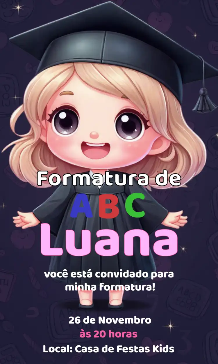Para Formatura Rosa E Branco - Menina Infantil