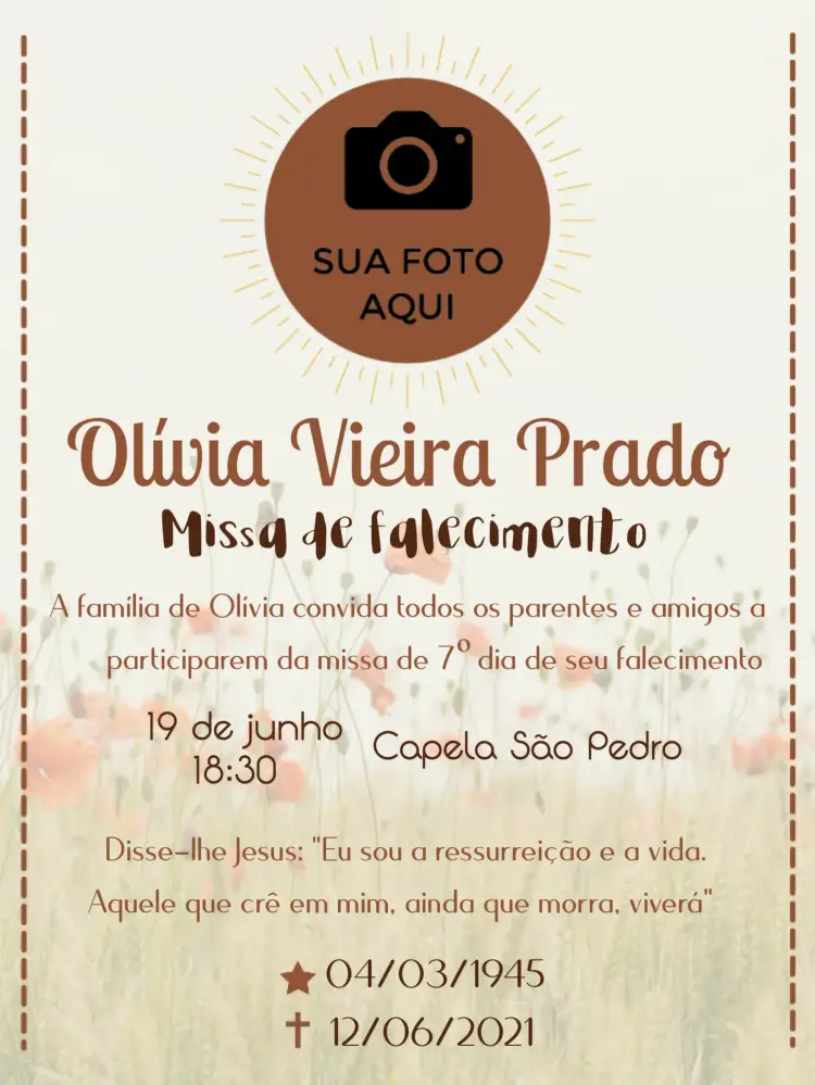 Convite Para Missa De Falecimento Com Foto Cinza – tema Datas Comemorativas cinza, minimalista, sóbrio, elegante, moderno, reflexivo
