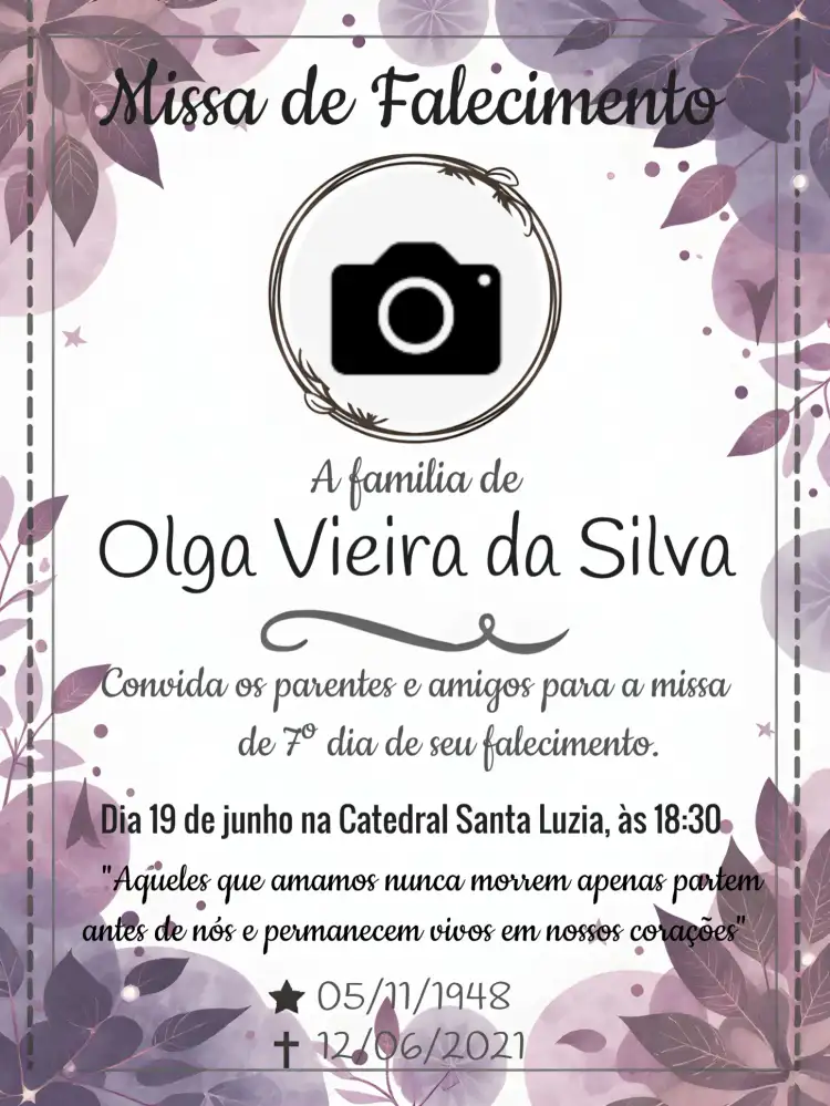 Para Missa De Falecimento Com Foto Dia