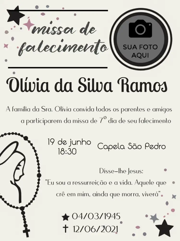 Para Missa De Falecimento Com Foto Dia
