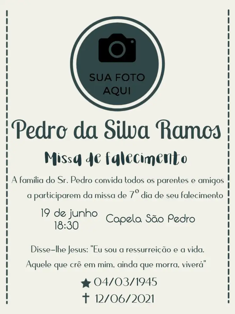 Para Missa De Falecimento Com Foto Finados