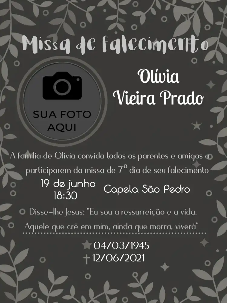 Para Missa De Falecimento Com Foto Nota