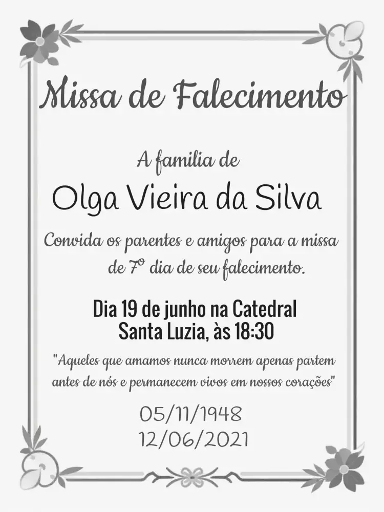Para Missa De Falecimento Dia
