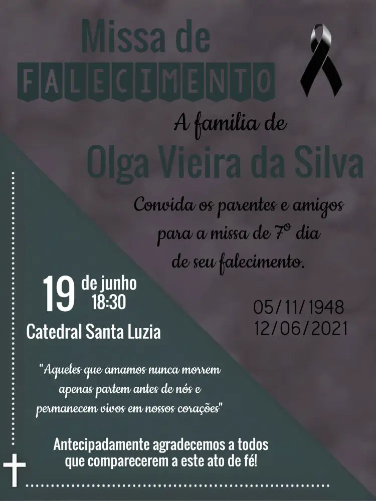 Convite Para Missa De Falecimento Finados