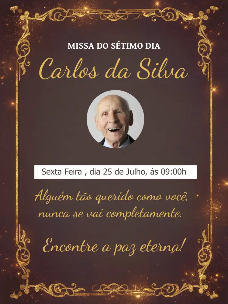 Para Missa De Sétimo Dia Com Foto Santinho