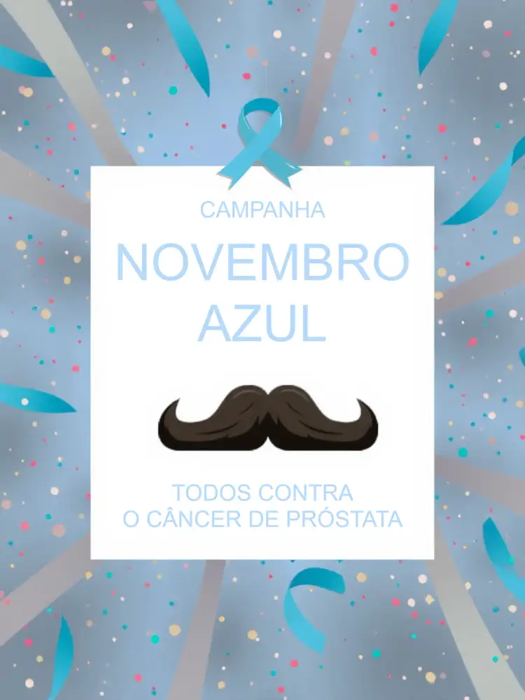 Convite Para Novembro Azul Homens – tema Mais pesquisados azul, moderno, minimalista, saudável, gráfico, informativo
